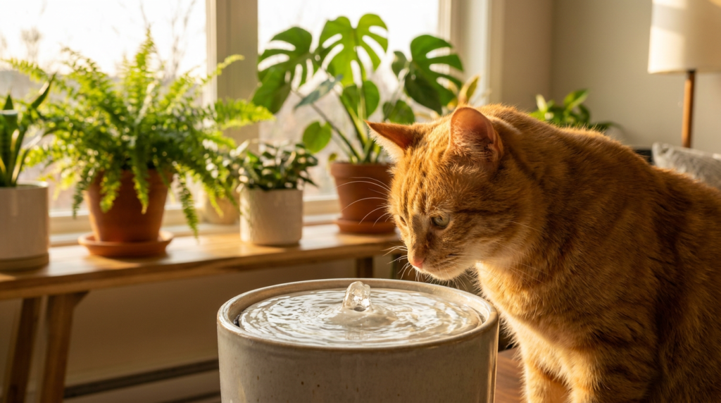 fonte de água para gatos