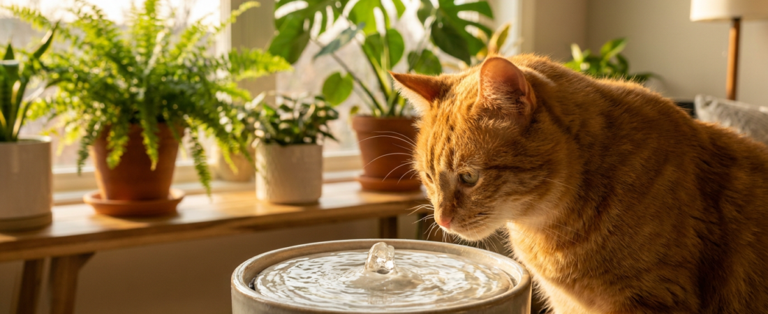 fonte de água para gatos