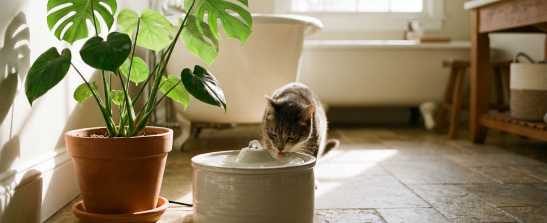 fonte de água para gatos